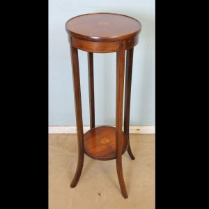 Antique Edwardian Mahogany Inlaid Plant Stand