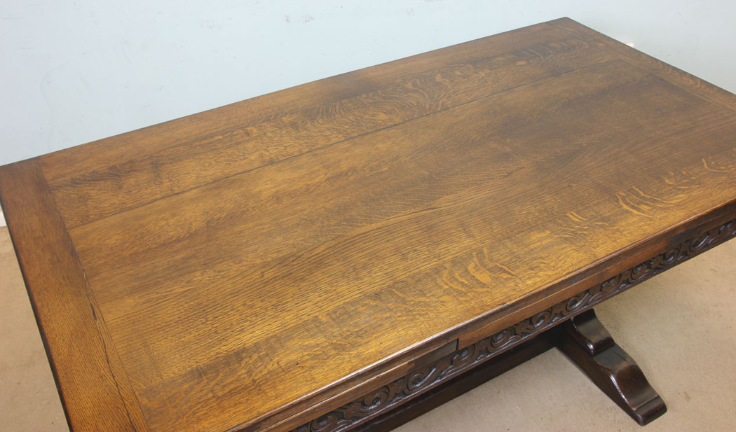 11287r4 Antique Oak Drawleaf Dining Table, Antique Refectory Oak Draw Leaf Farmhouse Dining Table