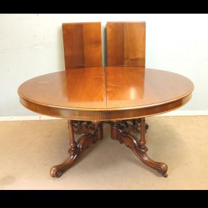 Antique Victorian Walnut Pedestal Extending Dining Table
