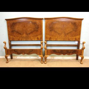 Pair Antique Burr Walnut Single Beds