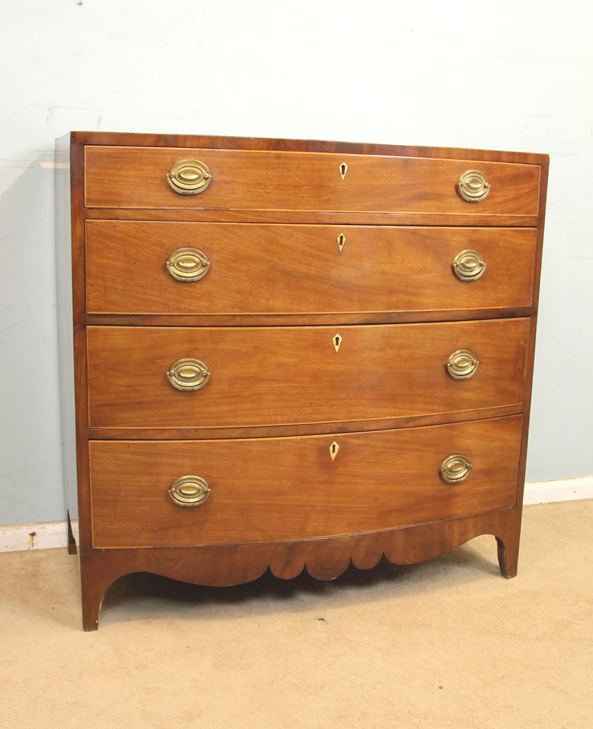 11322r2 Antique Bow Front Chest of Drawers, Antique 19th Century Mahogany Bow Front Chest of Drawers