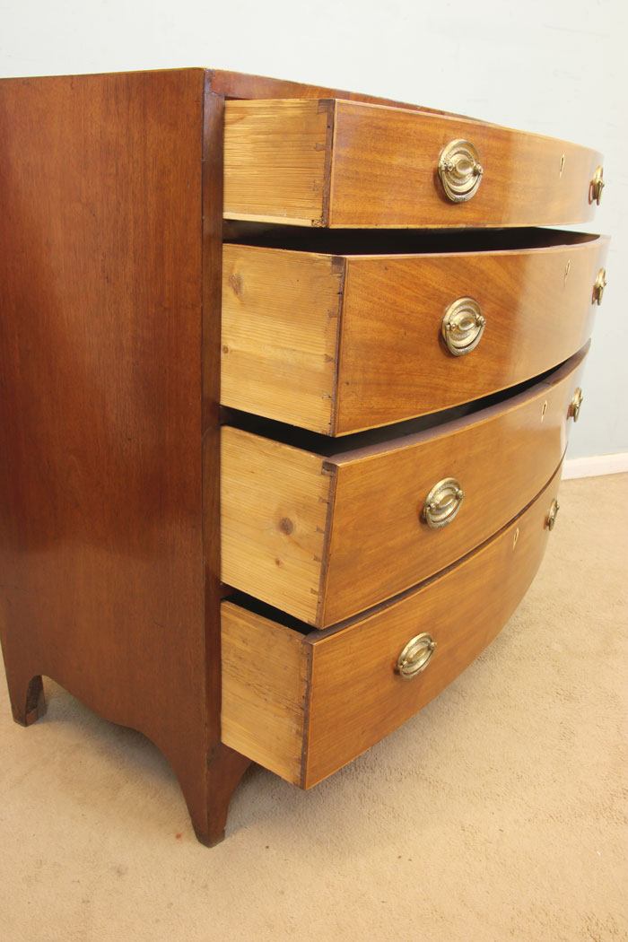 11322r9 Antique Bow Front Chest of Drawers, Antique 19th Century Mahogany Bow Front Chest of Drawers