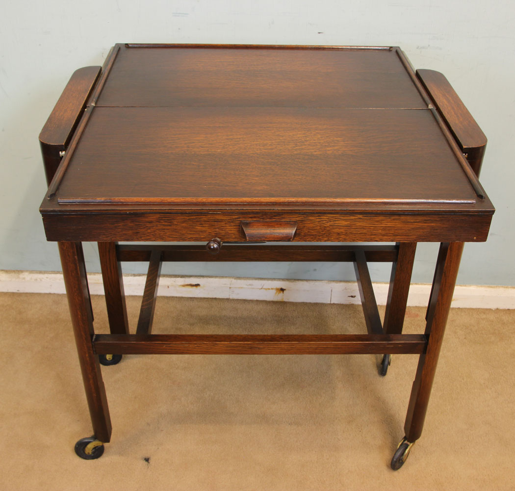 11329r4 Oak Metamorphic Folding Tea Trolley Table, Oak Metamorphic Folding Tea Trolley Table