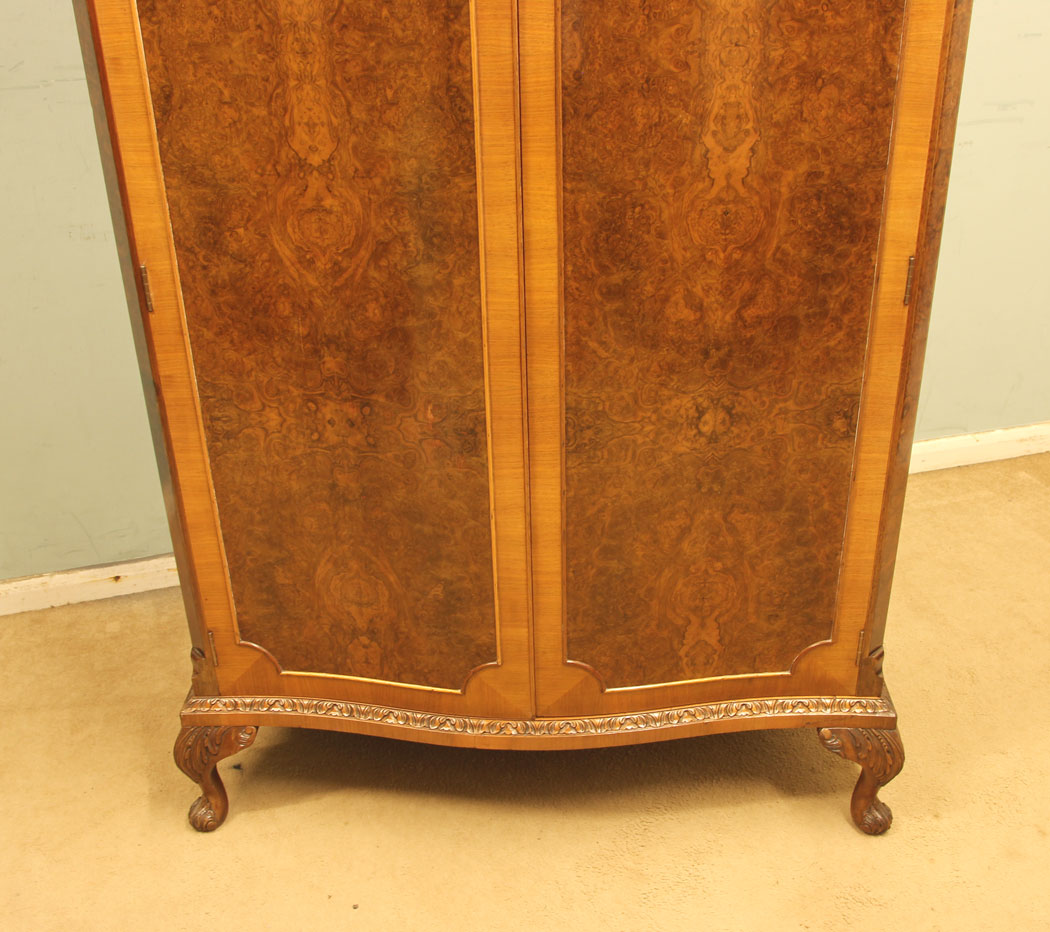 11342r9 Antique Burr Walnut Wardrobe, . Antique Burr Walnut Shaped Double Wardrobe