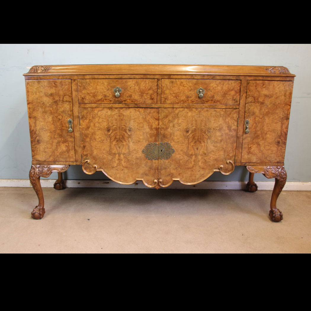 11364r01 Quality Burr Walnut Sideboard Server, Antique Quality Burr Walnut Sideboard / Server