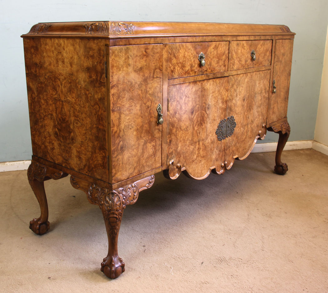 11364r2 Quality Walnut Sideboard Server, Antique Quality Burr Walnut Sideboard / Server
