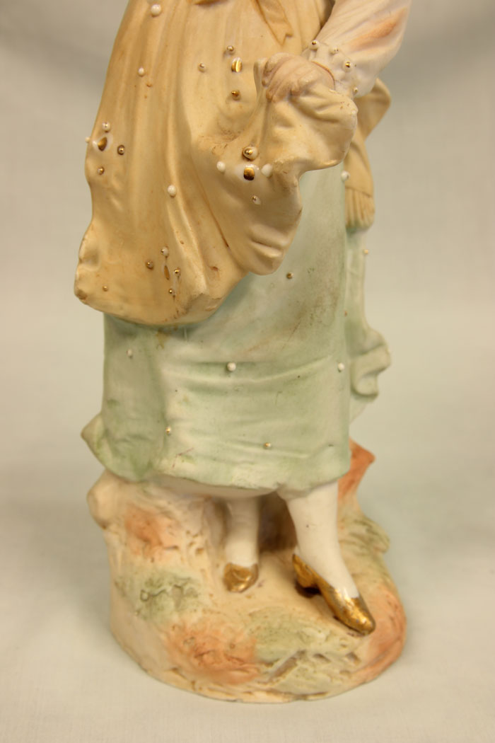 11383r5 Antique Pair of Bisque Figurines of Lady & Gentleman, Antique Pair of Bisque Figurines of Lady & Gentleman