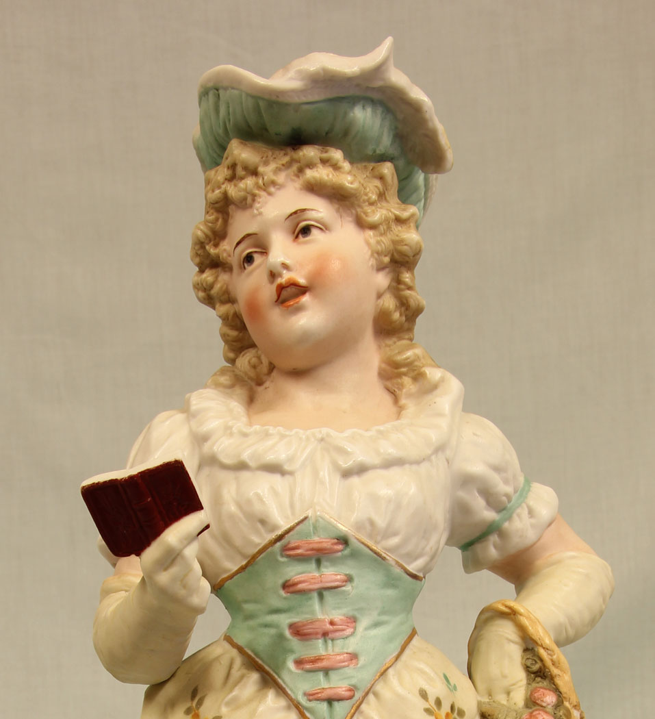 11385r11 Antique Large Bisque Figurine of Young Girl. Antique Large Bisque Figurine of Young Girl