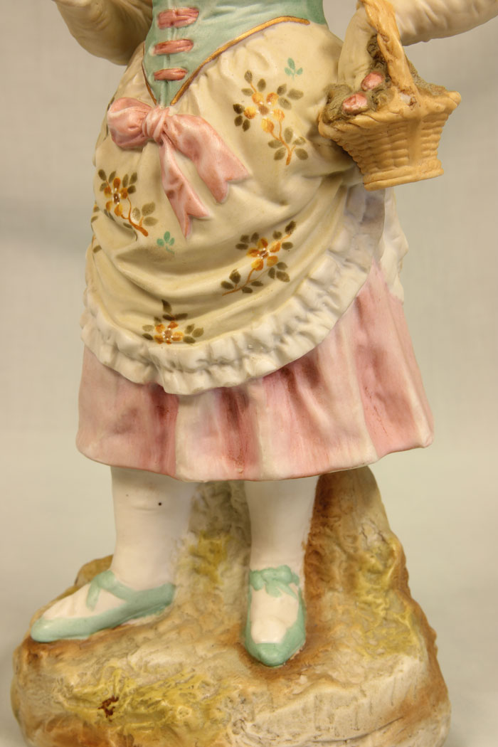 11385r5 Antique Large Bisque Figurine of Young Girl. Antique Large Bisque Figurine of Young Girl