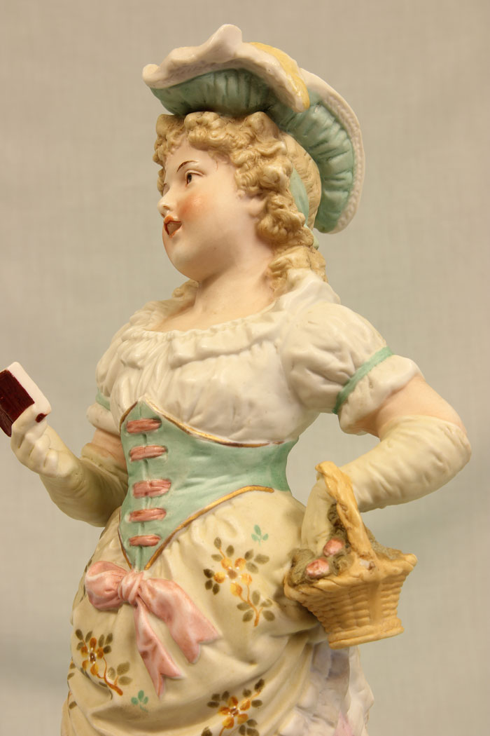 11385r6 Antique Large Bisque Figurine of Young Girl. Antique Large Bisque Figurine of Young Girl