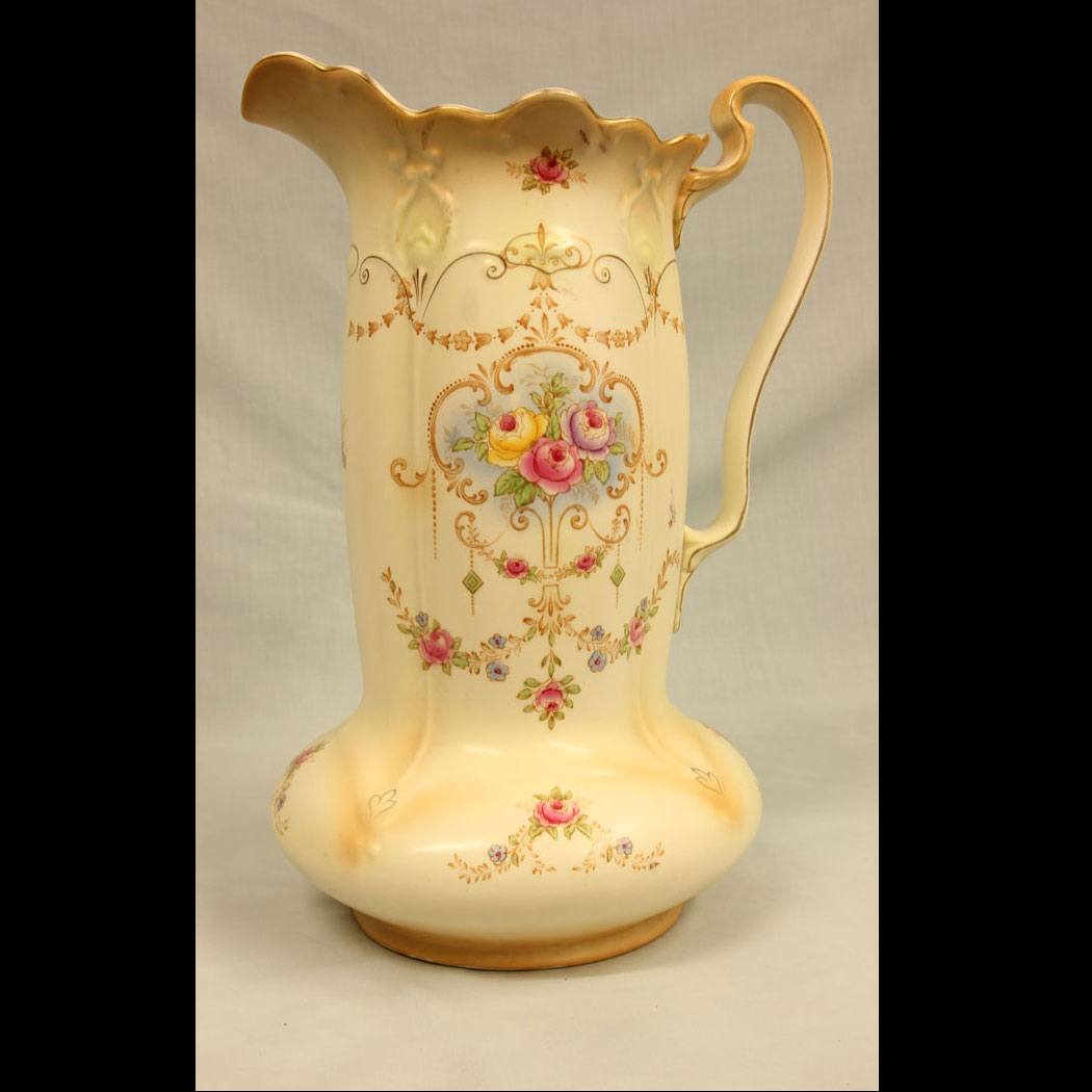 11396r01 Antique Impressive Large Decorated Crown Ducal Ware Jug