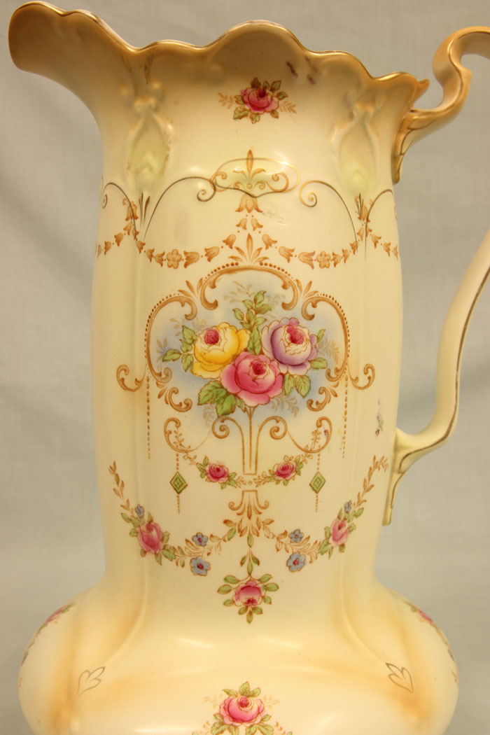 11396r3 Antique Impressive Large Decorated Crown Ducal Ware Jug, Antique Impressive Large Decorated Crown Ducal Ware Jug