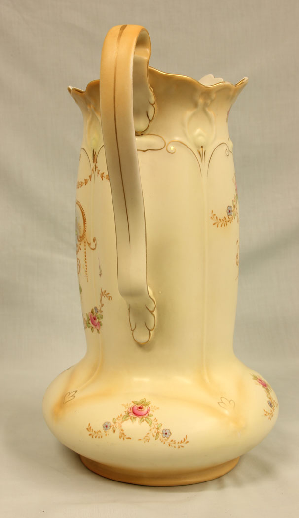 11396r5 Antique Impressive Large Decorated Crown Ducal Ware Jug, Antique Impressive Large Decorated Crown Ducal Ware Jug