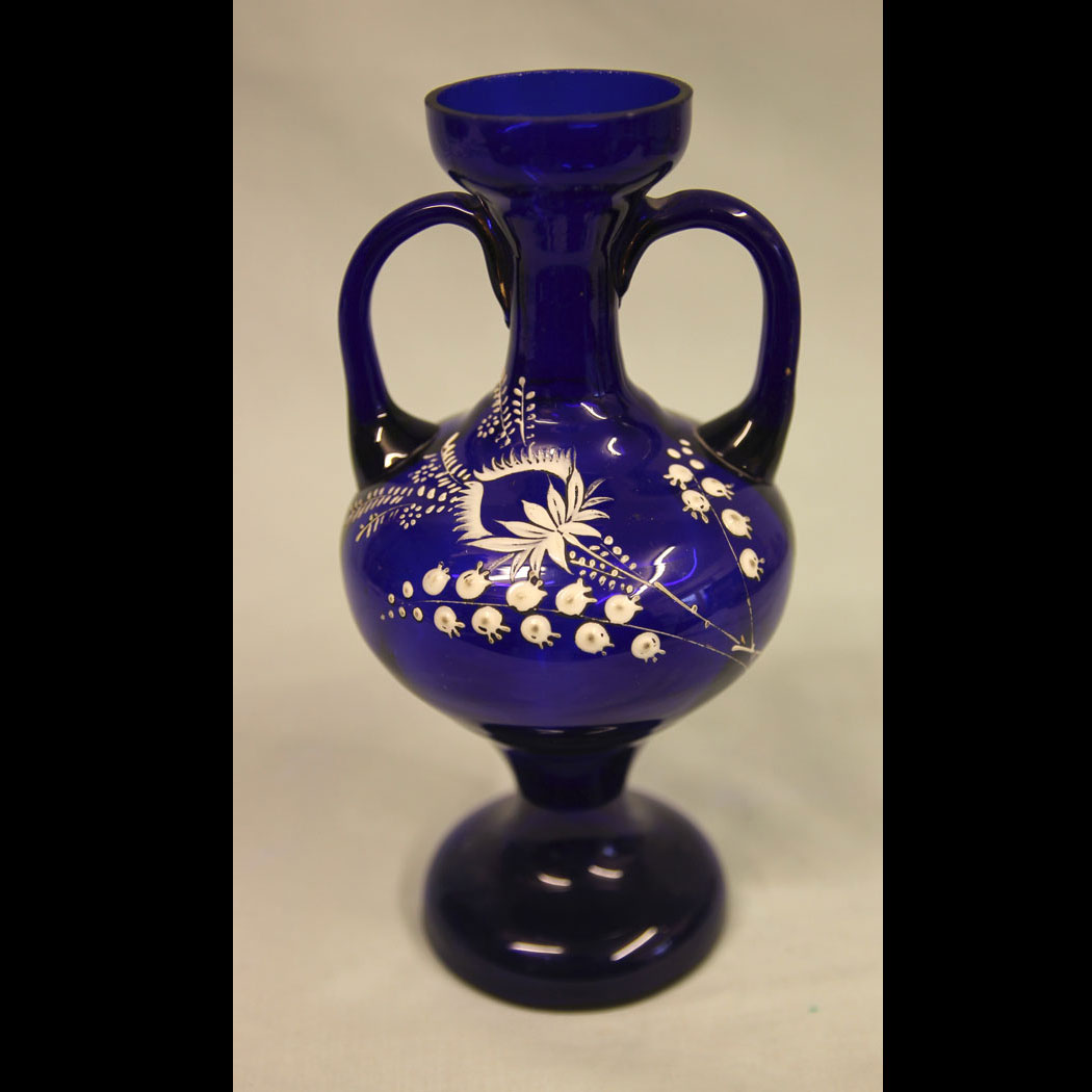 11483r01 Antique Bristol Blue Shaped Vase, Antique Bristol Blue Shaped Vase