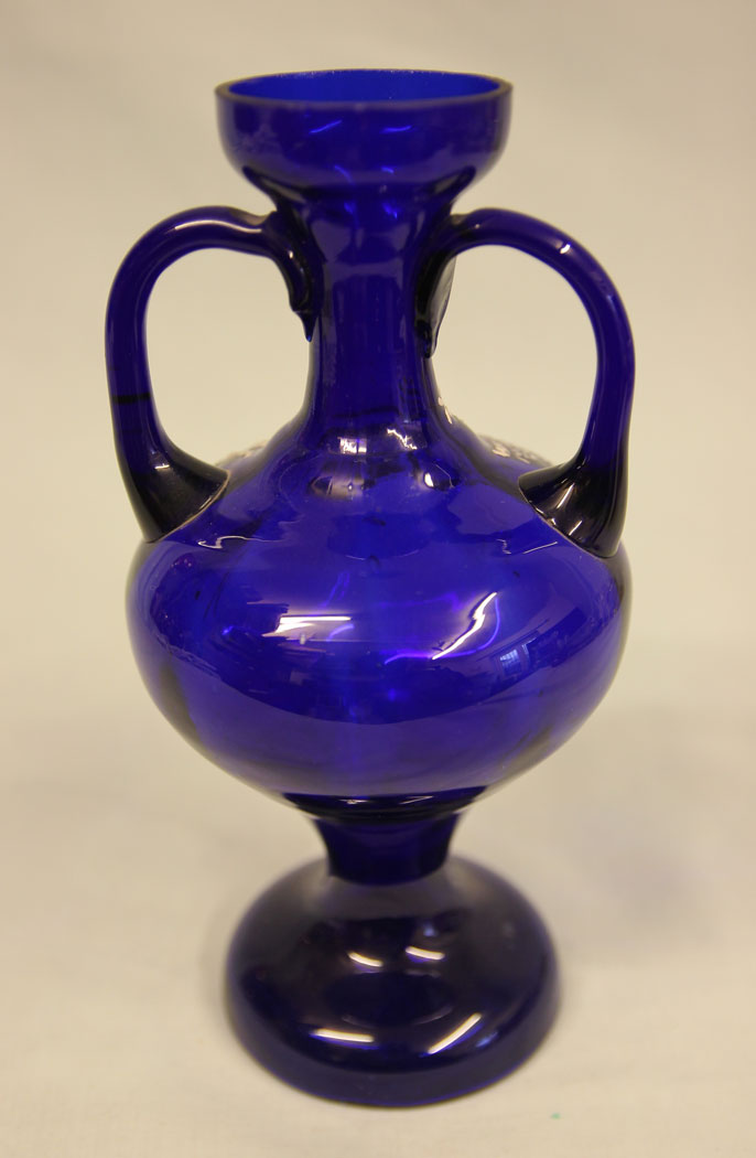 11483r2 Antique Bristol Blue Shaped Vase, Antique Bristol Blue Shaped Vase