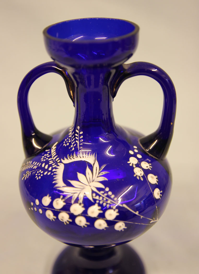 11483r3 Antique Bristol Blue Shaped Vase, Antique Bristol Blue Shaped Vase
