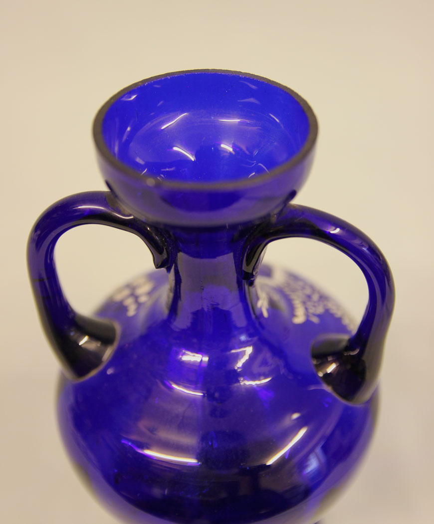 11483r5 Antique Bristol Blue Shaped Vase, Antique Bristol Blue Shaped Vase