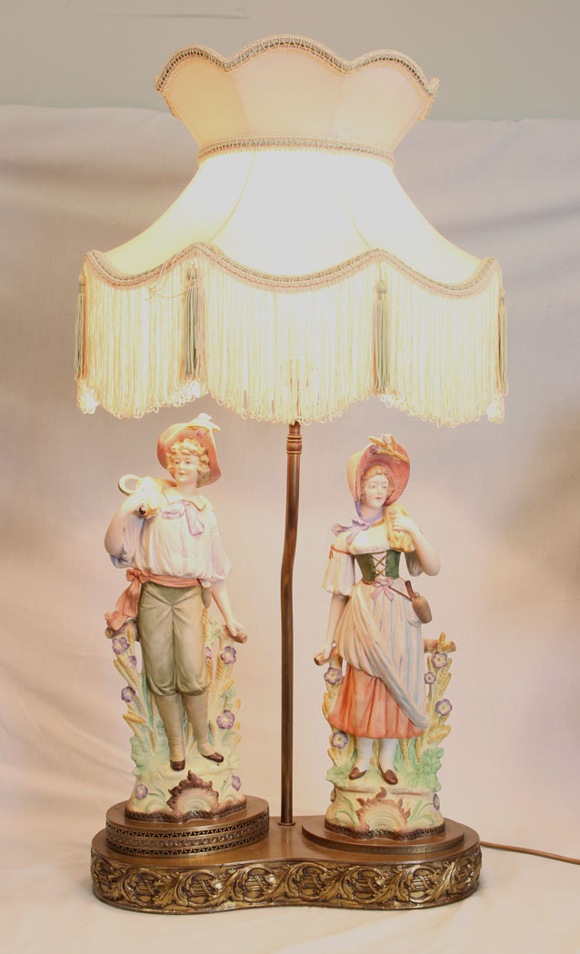 11503r3 Antique Figure Lamp of Lady & Gentleman, Antique Figure Lamp of Lady & Gentleman