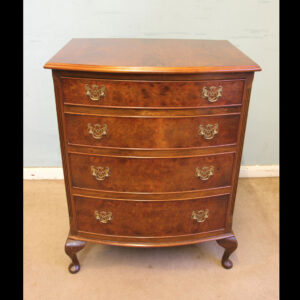 Burr Walnut Small Bow Front Chest Drawers