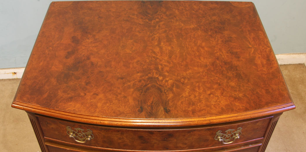 11533r7 Antique Bow Front small Walnut Chest Drawers,