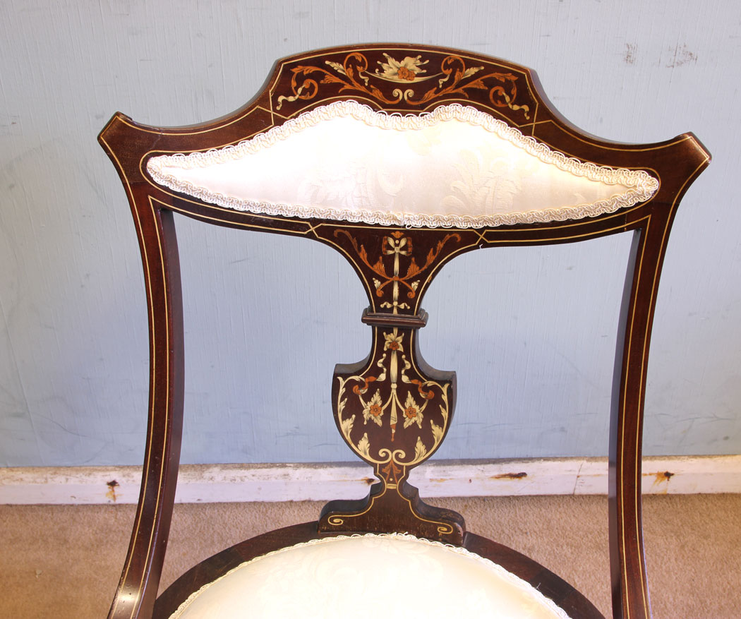 11552r3 Antique Inlaid Mahogany Occasional Chair.