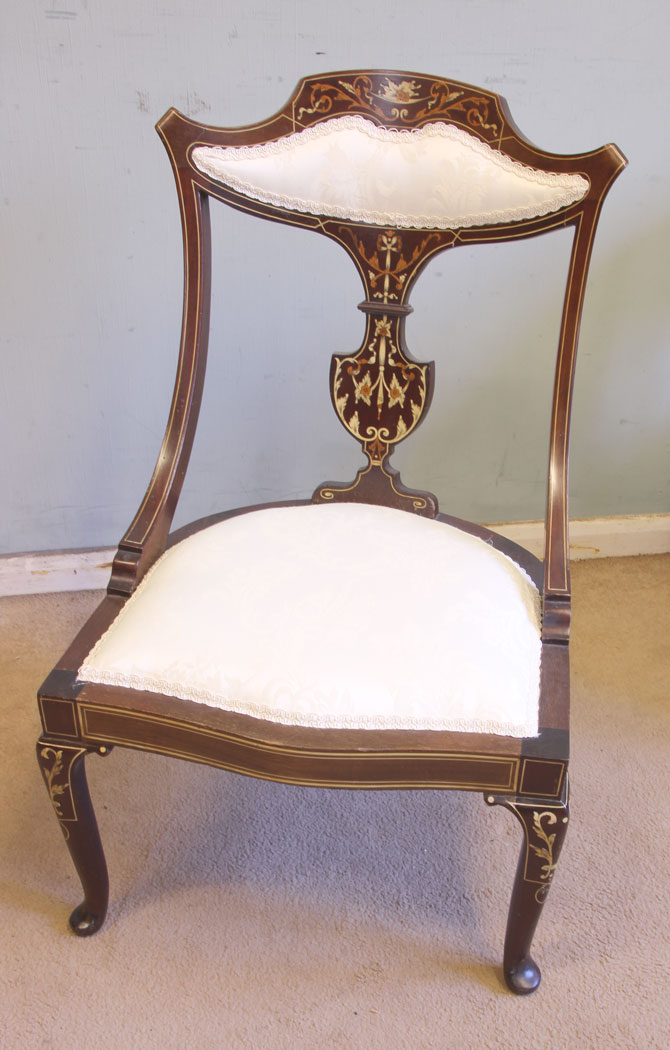 11552r4 Antique Inlaid Mahogany Occasional Chair.