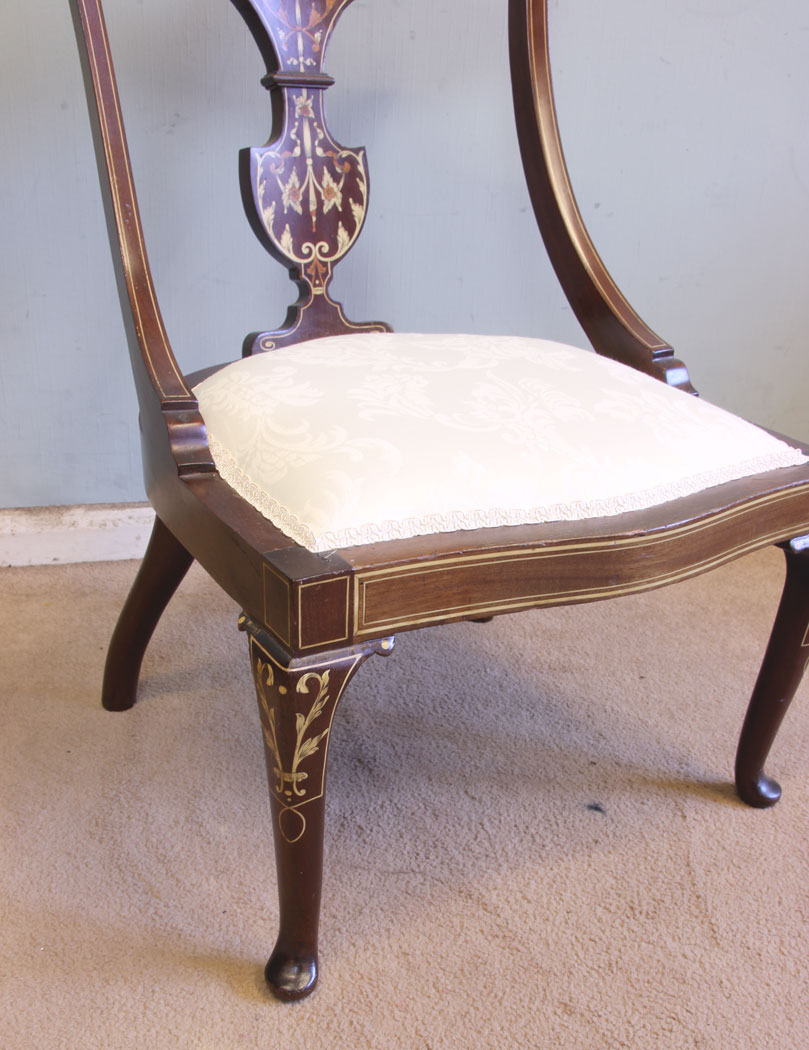 11552r7 Antique Inlaid Mahogany Occasional Chair.