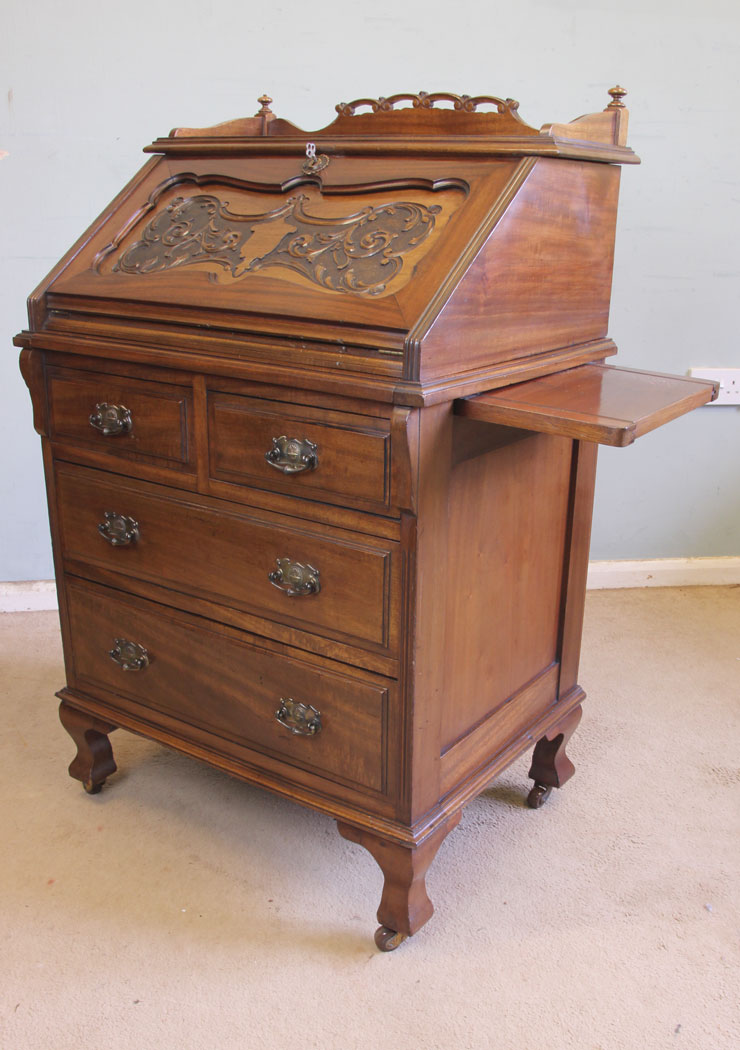 11555r11 Antique Small Mahogany Writing Bureau Desk,