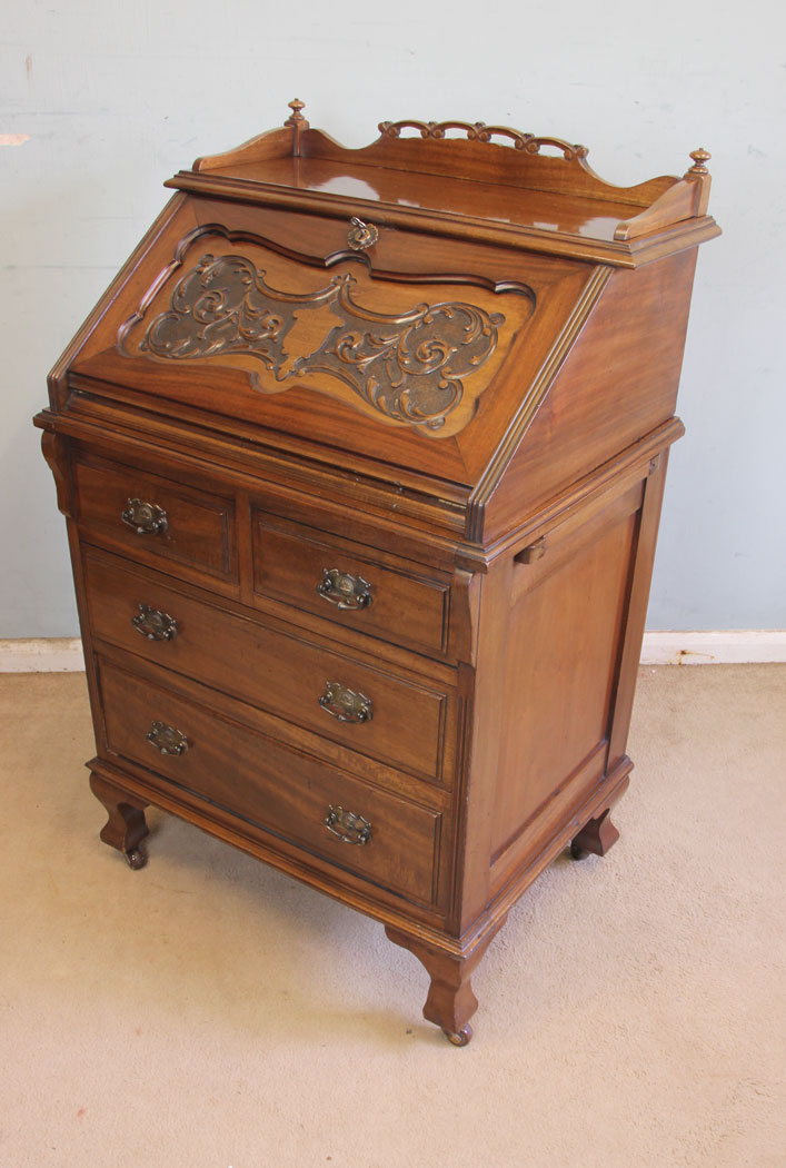 11555r4 Antique Small Mahogany Writing Bureau Desk,