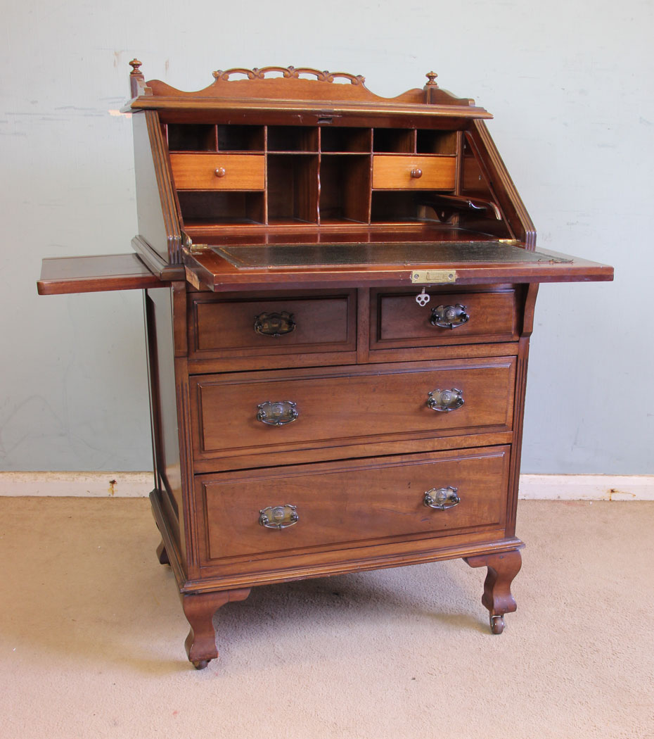 11555r9 Antique Small Mahogany Writing Bureau Desk,