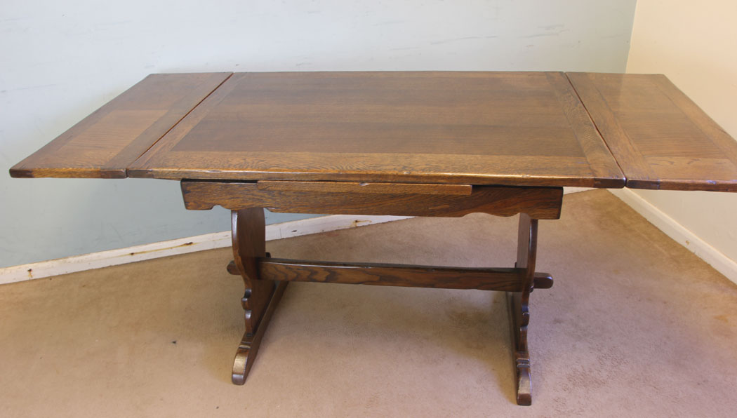 11569r10 Oak Drawleaf Refectory Dining Table,