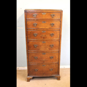 Burr Walnut Bow Fronted Chest of Drawers