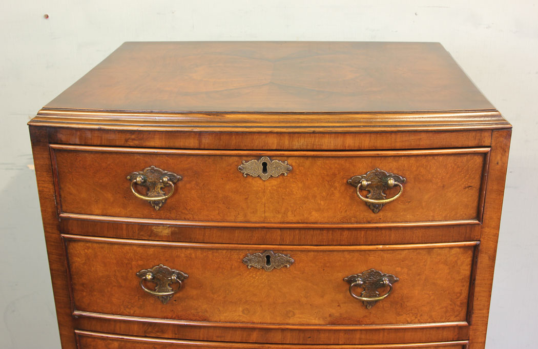 11580r5 Antique Burr Walnut Tall Slim Chest of Drawers,