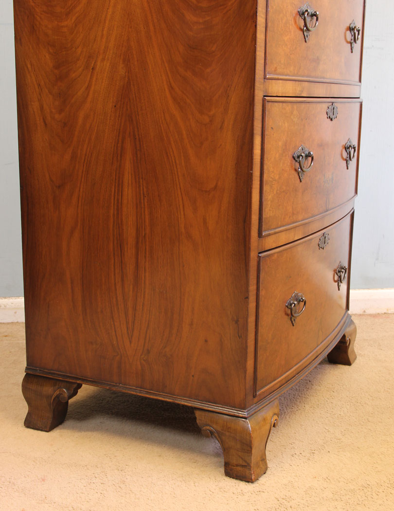 11580r6 Antique Burr Walnut Tall Slim Chest of Drawers,