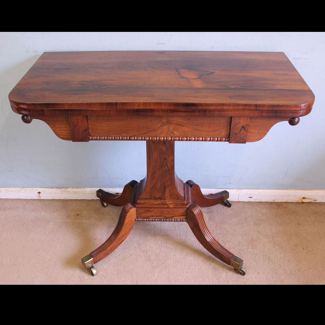11587r01 Antique Rosewood Side Table Card Games Table, Antique Regency Rosewood Side Table / Card Games Table