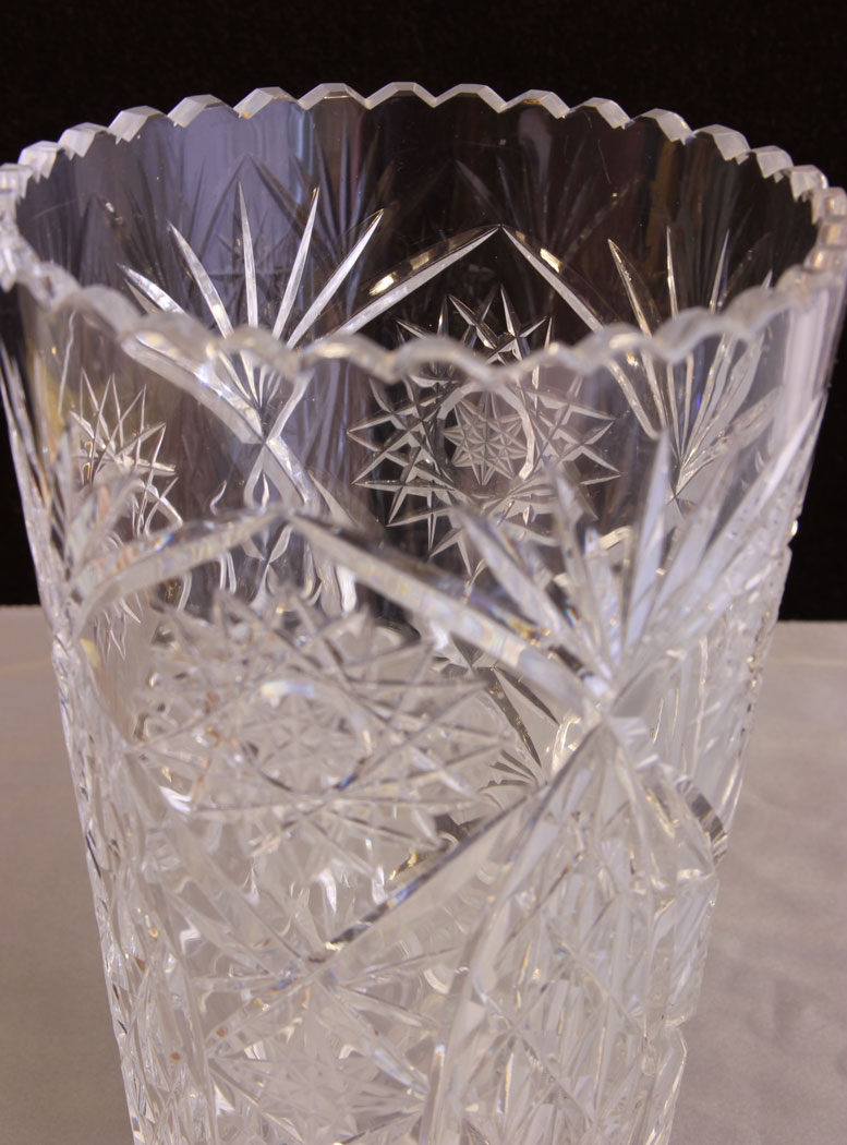 11591r2 Antique Vintage Cut Glass Vase,