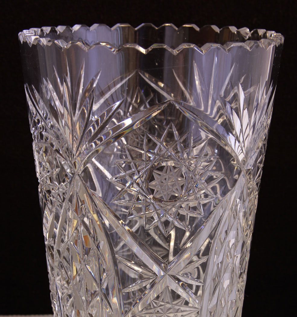 11591r3 Antique Vintage Cut Glass Vase,