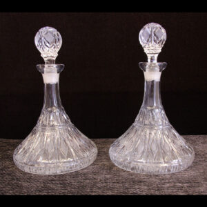 Pair Cut Glass Ships Decanters