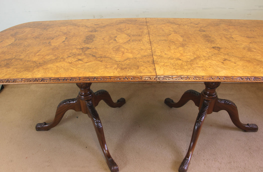 11596r11 Large Burr Walnut Dining Table,