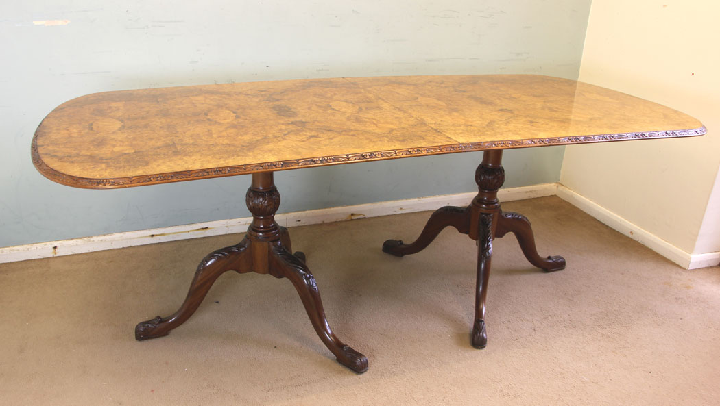 11596r12 Large Burr Walnut Dining Table,