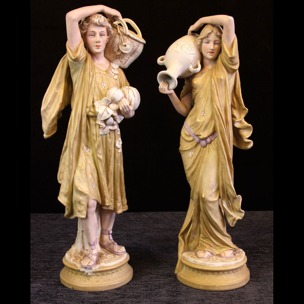 11614r01 Large Pair Antique Royal Dux Figures, Large Pair Antique Royal Dux Figures
