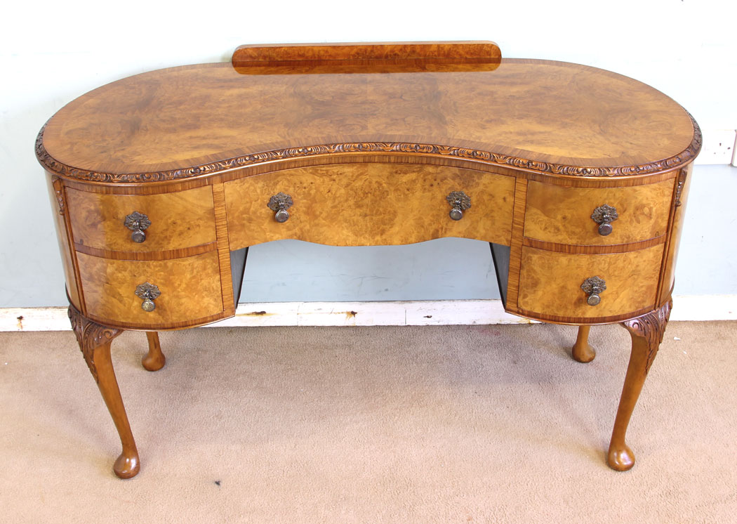 11621r09 Burr Walnut Writing Desk Dressing Table,
