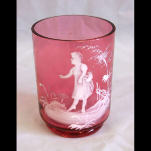 Antique Mary Gregory Cranberry Glass Tumbler.
