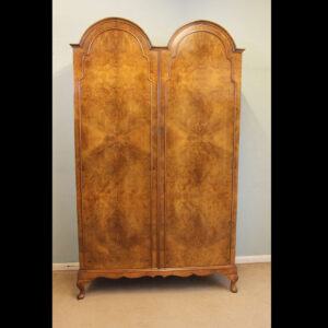 Burr Walnut Dome Top Double Hanging Wardrobe