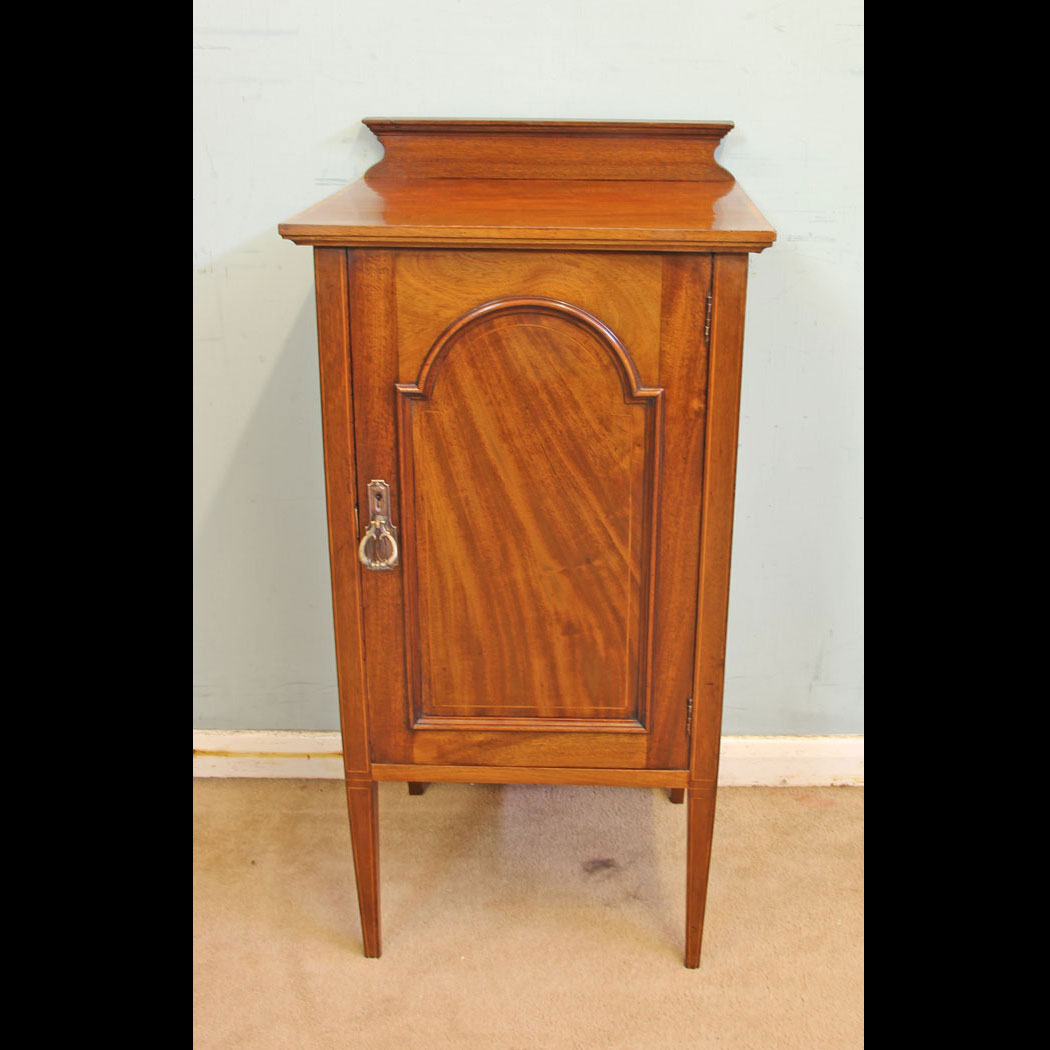 11668r01 Antique Edwardian Mahogany Inlaid Cabinet, Antique Edwardian Mahogany Inlaid Cabinet