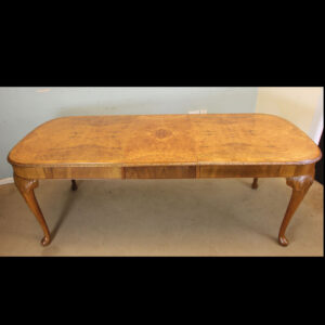 Burr Walnut Queen Anne Style Extending Dining Table
