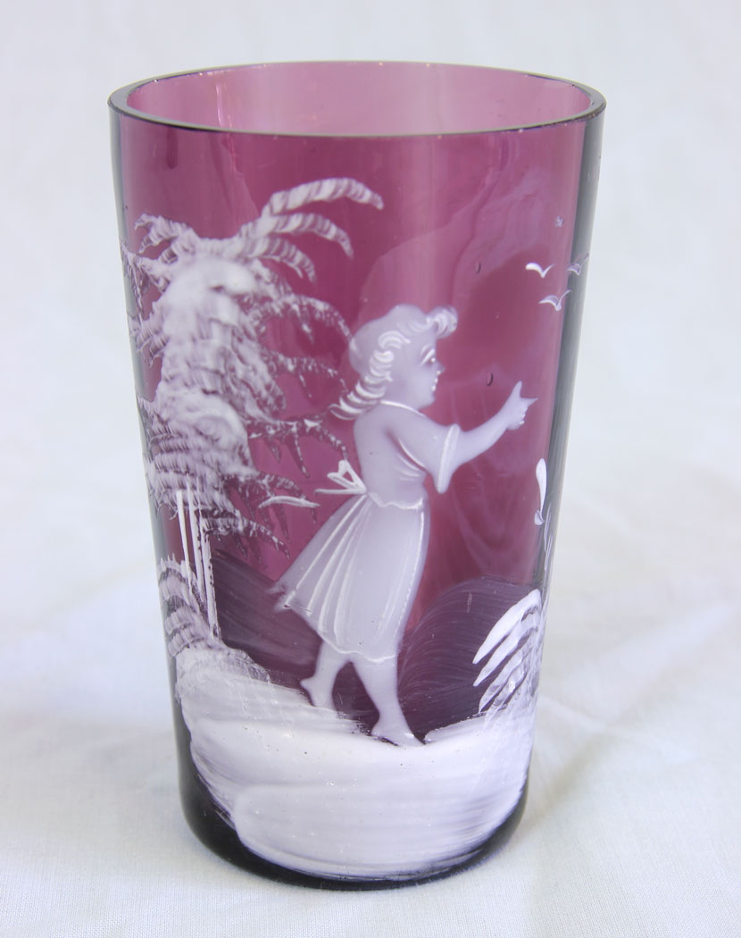 11697r1 Antique Mary Gregory Amethyst Glass Tot Beaker,