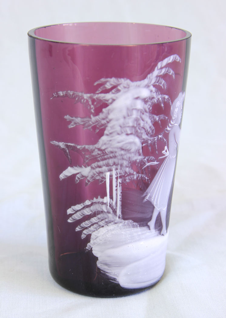 11697r3 Antique Mary Gregory Amethyst Glass Tot Beaker,