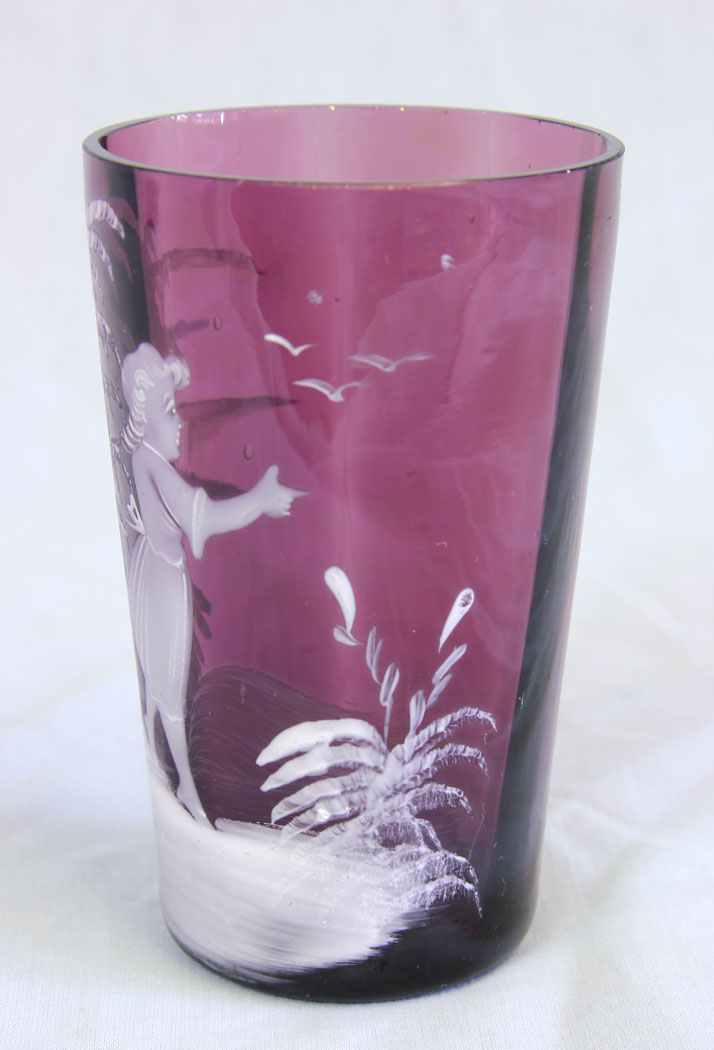 11697r4 Antique Mary Gregory Amethyst Glass Tot Beaker,