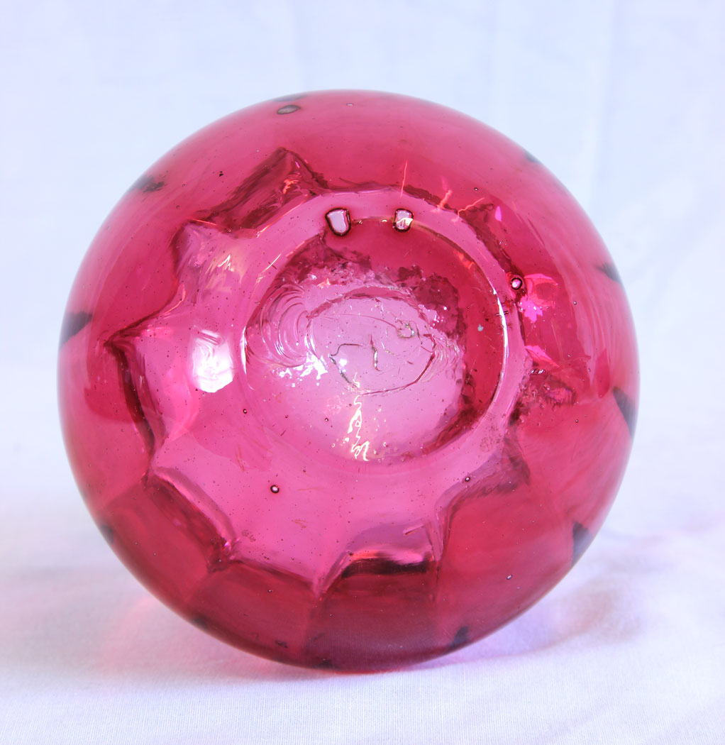 11722r7 Antique Victorian Cranberry Glass Vase,